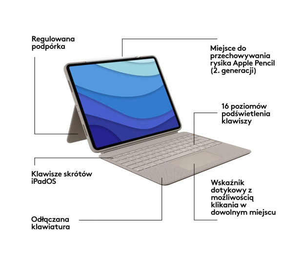Logitech Combo Touch iPad Pro 12.9" (5. gen) piaskowy - 678736 - zdjęcie 13